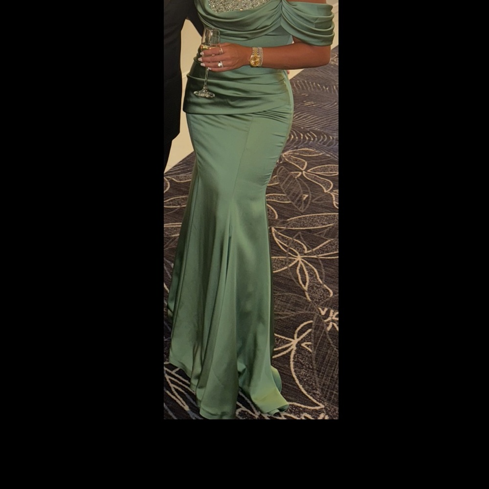 Elegant Green Satin Gown